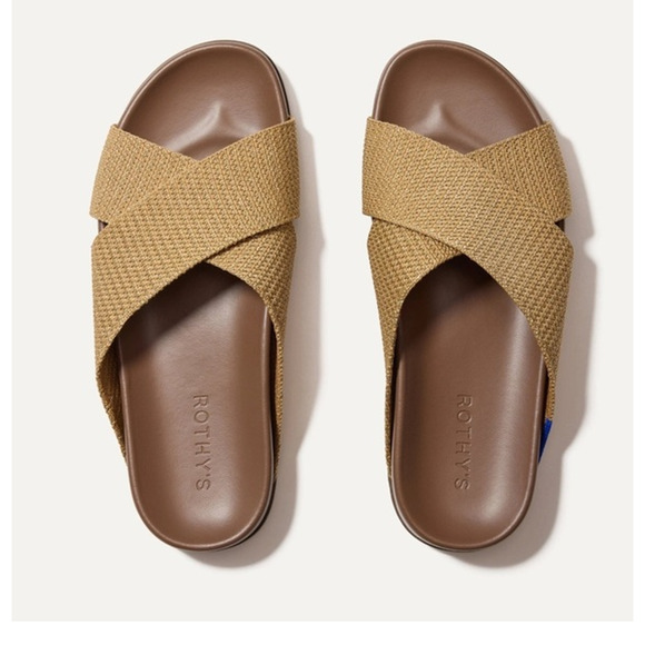 Rothy's Shoes - NWOT Rothy's The Weekend Slip On Slide Sandals Gold Shimmer Knit Size 8